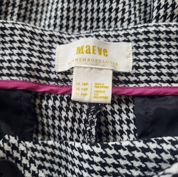 Maeve Anthro Wide-Leg Houndstooth Trousers Black/White Size 14 Petite NWT - Picture 10 of 11